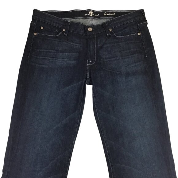 7 For All Mankind Womens 31 Bootcut Jeans Dark Wash Denim Cotton/Spandex Blend - Picture 4 of 12